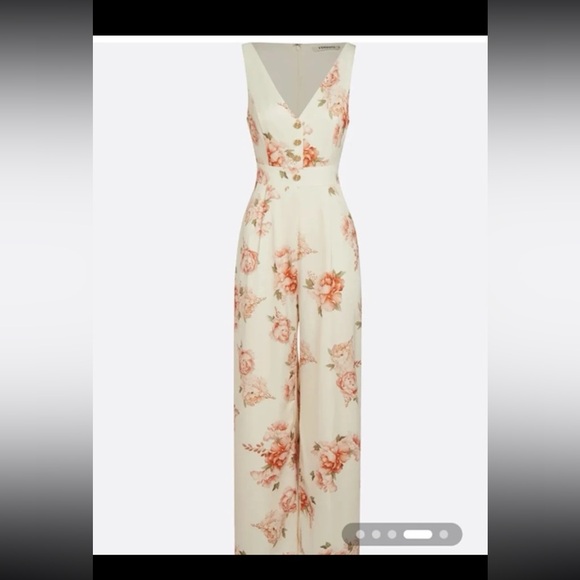 NWT Fehaute Yellow Floral Buckle Regular Fit Jumpsuit With Pockets size 8 - Picture 4 of 12